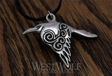 Celtic Raven Pendant -- Silver Crow - Norse/Viking/Medieval/Skyrim/Irish/Jewelry picture