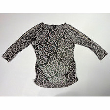 INC International Concepts Leopard Print Ruched Knit Long Sleeve Blouse M picture