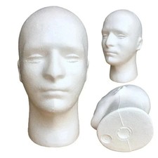 White Styrofoam Head Male Face Model Foam Mannequin Stand Form Man Display 10