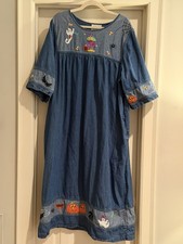 Vintage The Quacker Factory Blue Denim 1X Plus Halloween Themed Dress, EUC picture