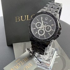 Men Bulova Octava Crystal Black Dial Chronograph 98C134 Quartz New Watch 41.5mm picture