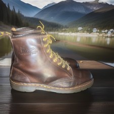 Vtg Dr Martens  lace up boots  brown Leather Made in England Size 12 picture