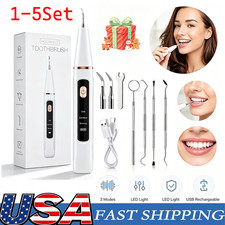 Ultrasonic Electric Tooth Cleaner Tartar Plaque Remover Dental Scaler Tool Kit picture