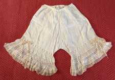 Vintage Antique Off White Cotton Bloomers Women’s Lace Trim Edwardian picture