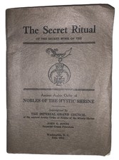 1914, 1st, THE SECRET RITUAL ANCIENT ARABIC ORDER OF NOBLES OF THE MYSTIC SHRINE picture