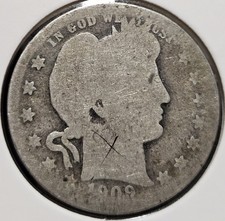 1909 O Barber Quarter Dollar Coin picture
