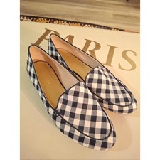 Talbots Black & White Gingham Slip-On Loafers Size 9 Preppy Classic Workwear picture