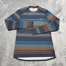 L.L.Bean Men’s Large Base Layer Shirt Blue Brown Geometric Long Sleeve Stretch picture