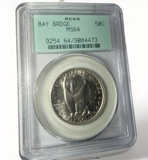 1936-S Bay Bridge Commemorative Silver Half Dollar PCGS MS64 Vintage OGH Holder picture