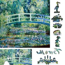 Wooden Jigsaw Puzzle for Adults by FoxSmartBox -210 pcs- Water Lilies and Bridge picture