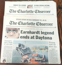 Dale Earnhardt Death Newspapers Charlotte Observer Feb 19 20 2001 Daytona 500 picture