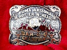 PITMASTER CHAMPION TROPHY BAR-B-Q BELT BUCKLE☆YUMA ARIZONA COOKOFF☆RARE-X44 picture