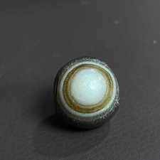 Natural Striped Old Agate 1 Eye Dzi Bead Tibetan Amulet Pendant 18mm #6197 picture