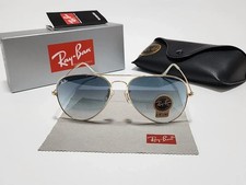 New Ray-Ban RB3025 Aviator Pilot Sunglasses Gold Frame Gradient Blue Lens 58mm picture
