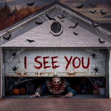 Halloween Scary Garage Door Cover Banner, 7x16ft, Clown picture