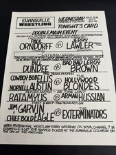 1977 Evansville Wrestling Fight Card Jerry Lawler vs Paul Orndorff NWA Poster picture