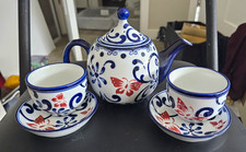 Pier 1 Butterfly Blossom Hand Painted Porcelain Cup & Saucer Set China picture