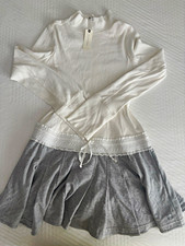 Anthropologie Daily Practice Solid Cotton Knit Dress Drawstring S White/Gray picture