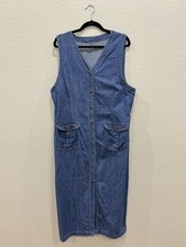 Vintage 90s Denim Sleeveless Midi Maxi Dress Jumper Vest Style picture
