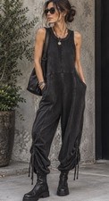Anthropologie Daily Practice Jumpsuit SP Black Charcoal Ruched Harem One Piece picture