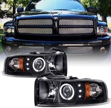 For 1994-2001 Dodge Ram 1500 2500 3500 LED Halo Ring Black Housing Projector.. picture
