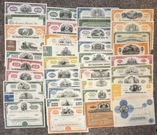 Lot of 40 Different Stock Certificates Various Industries Railroad Oil picture