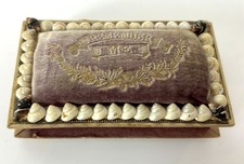 Antique Victorian Shell Pin Cushion Box Maritime  Remember Me Sailors Valentine picture