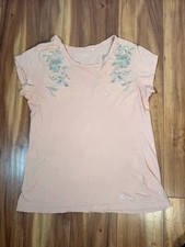Guess Floral Embroidered T-Shirt Size XS Pink Short Sleeve picture