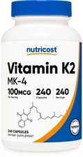 Nutricost Vitamin K2 (MK4) 100mcg, 240 Capsules - Gluten Free and Non-GMO picture