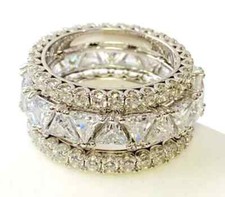 4.40Ct Trilliant Cut Moissanite Eternity Engagement Ring 14K White Gold Plated picture