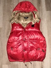 Vintage  Ralph Lauren Red Puffer Vest with Removable Hood Chest Badge Size M picture