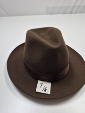 Borsalino Alessandria Hat Fedora Mens 7 1/8 Brown Leather Felt Lined Italy picture