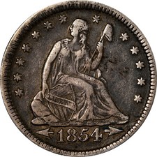 1854-P Seated Liberty Quarter picture