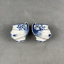 Gzhel Style Porcelain Handmade Collectible Set Of 2 Tea Cup Figurines Blue White picture