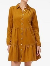 J. Crew NWT Camel Corduroy Tiered Long Sleeve Dress Sz 8 Cottagecore Western picture