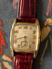 Elgin Vintage Manual Watch. New Red Wine Color Strap. Runs Great. picture