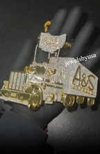Real  Moissanite Iced Unique Tempo Shape Men's Pendant In Real 925 Silver picture