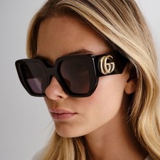 Gucci GG0956S Oversized Square Sunglasses Black Authentic Full Set W/ Case picture