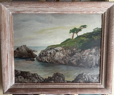 PEBBLE BEACH ORIGINAL OIL PAINTING PRE 1906 VIEW SIGNED RARE CALIFORNIA HISTORY picture