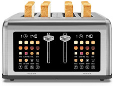 Tostadora 4 Rebanadas Pantalla TΓ‘ctil, 8 Niveles, 6 Tipos de Pan, 1650W Plateada picture