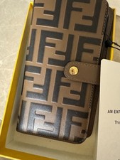 Fendi Roma FF Logo Leather Wallet Case Brown Monogram iPhone 11 Case Cover  picture