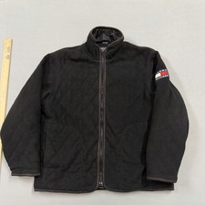 Vintage Tommy Hilfiger Jacket mens Large black quilted fleece full zip picture
