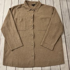 Quince Large Eco-Knit Milano Stitch Oversized Shirt Jacket Taupe Outerwear picture