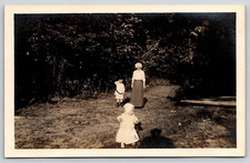 Original Old Vintage Antique Postcard Real Photo Lady Mother Hat Kids Children picture
