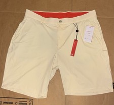 REDVANLY Men’s XL Golf Shorts Cream Off White Stretch Performance Flat Front picture