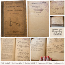 Antique 1922 Organic Chemistry Lab Manual 1927 Handwritten Notes Experiments picture