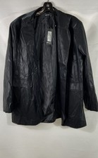 Nasty Gal Women's Outta the Way Faux Leather Longline Blazer Jacket Black Sz 2 picture
