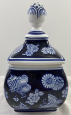 Bombay Co Square Jar Blue White Canister 7.25