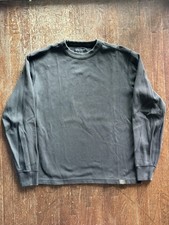 Filson Waffle Knit Thermal Crewneck Sweatshirt Black Mens Medium Cotton  Peru picture