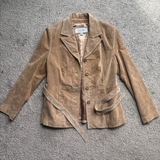 WILSON'S LEATHER Maxima Beige Suede Leather Belt-Waist Trench Coat Women's M picture